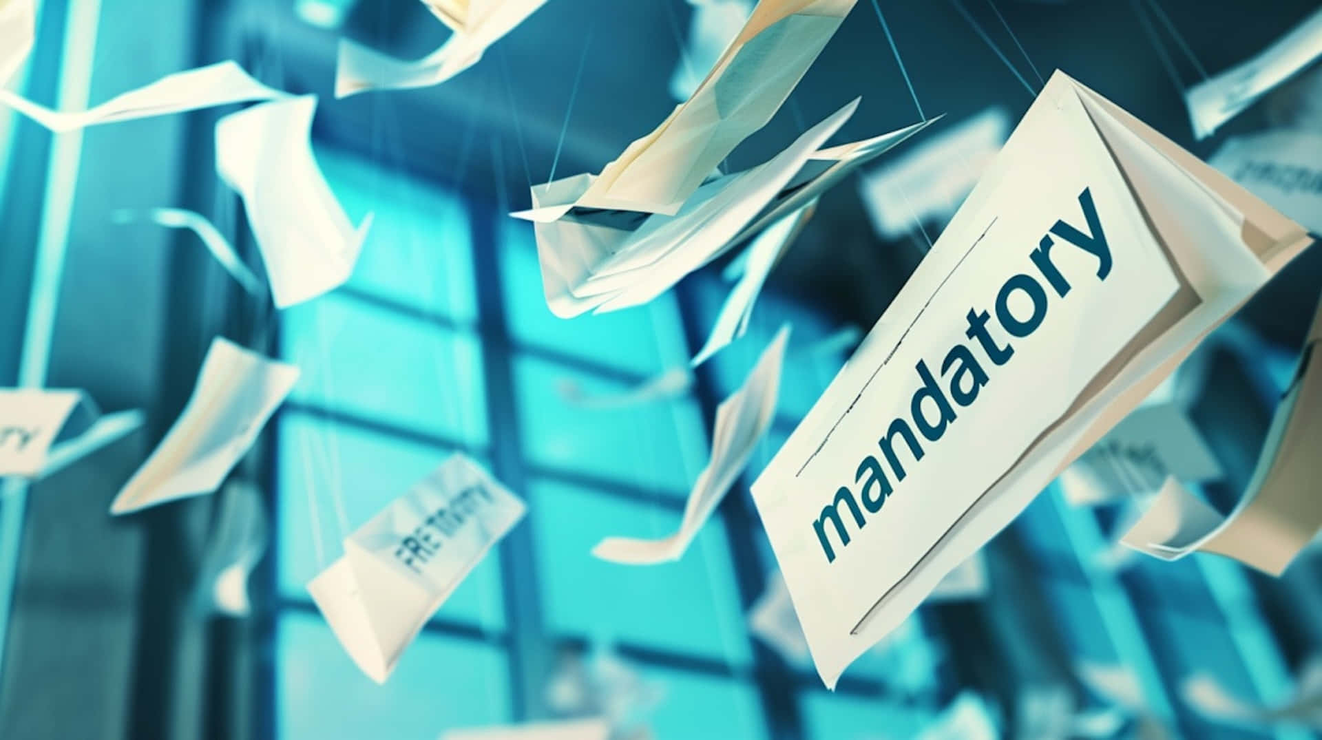 Mandatory Concept Floating Papers Background