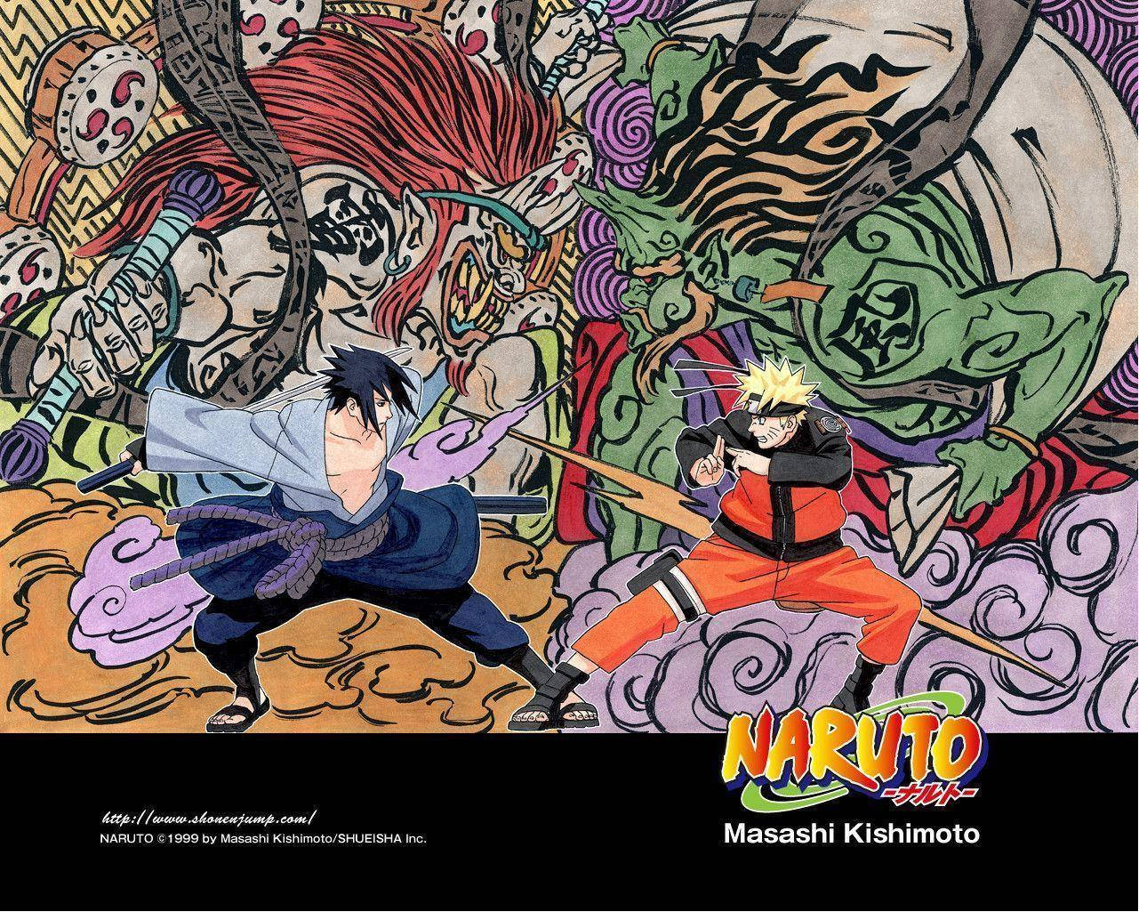 Manga Art Of Naruto Vs Sasuke Background