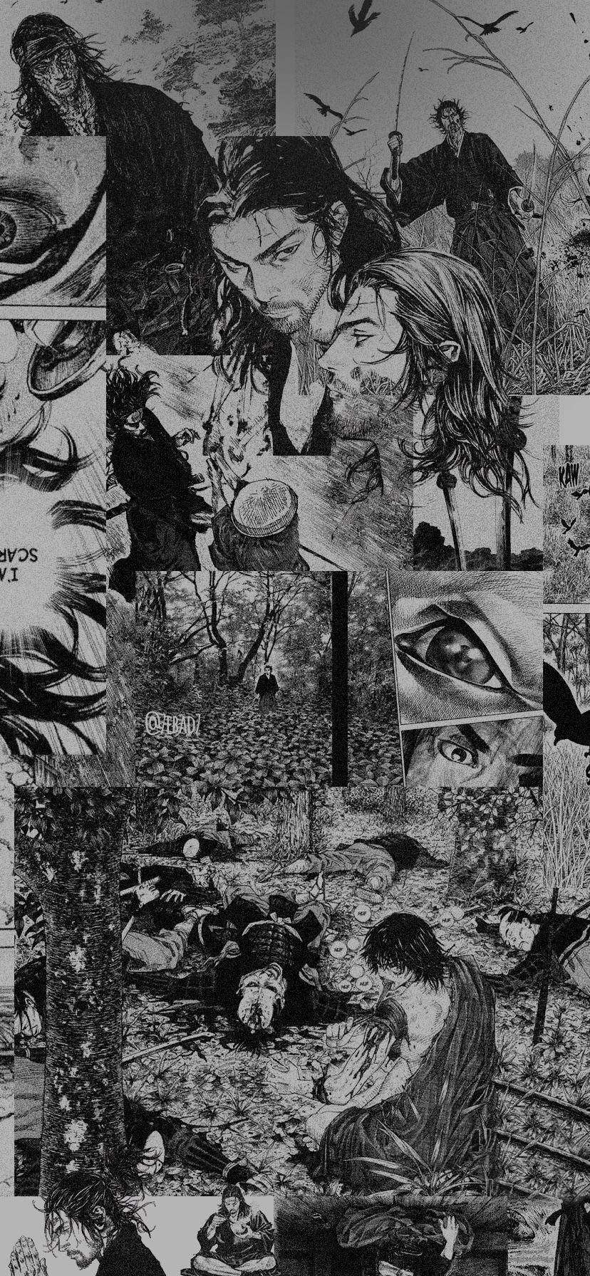 Manga Iphone Black White Collage