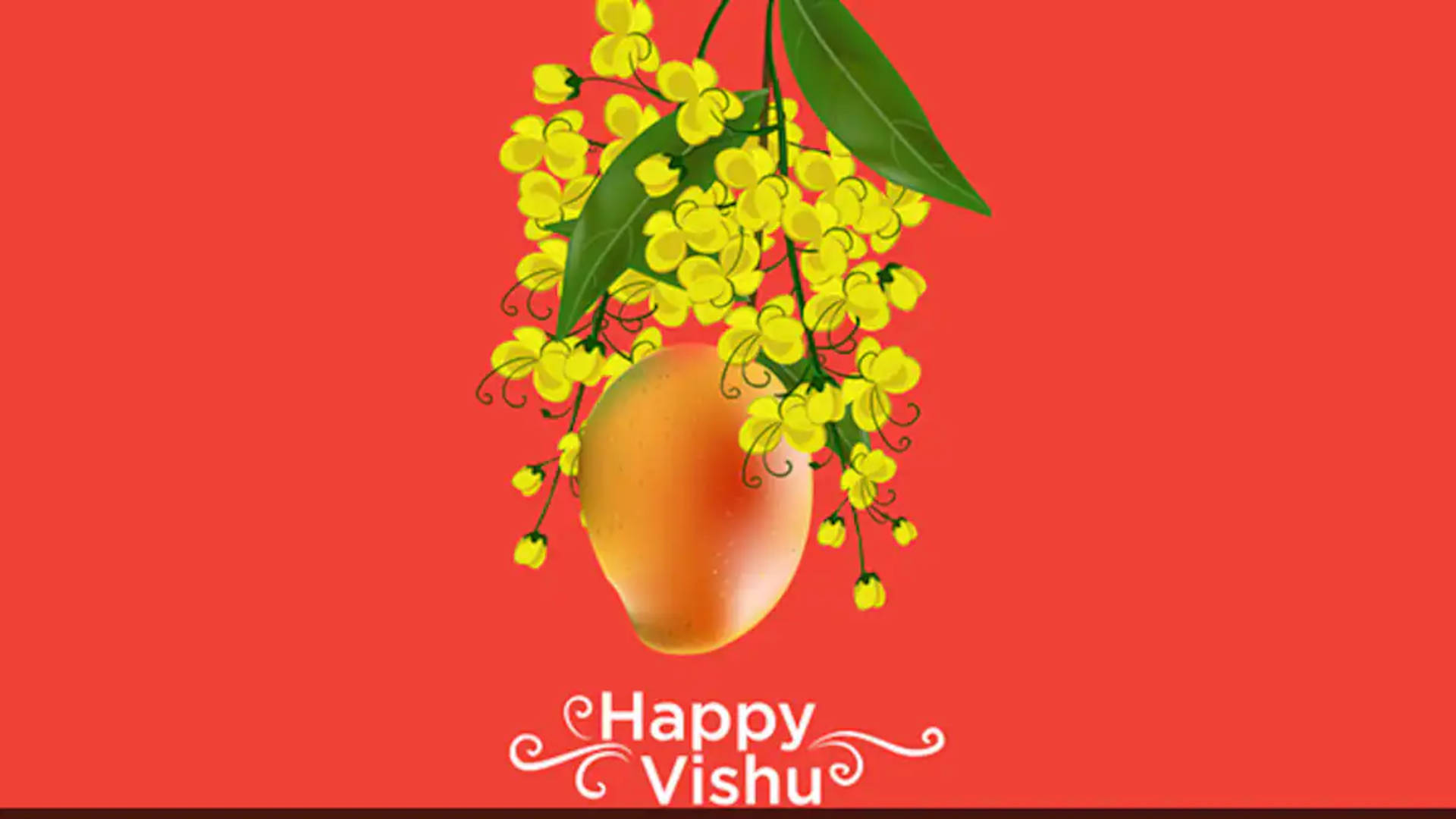 Mango And Flowers For Happy Vishu Celebration Background