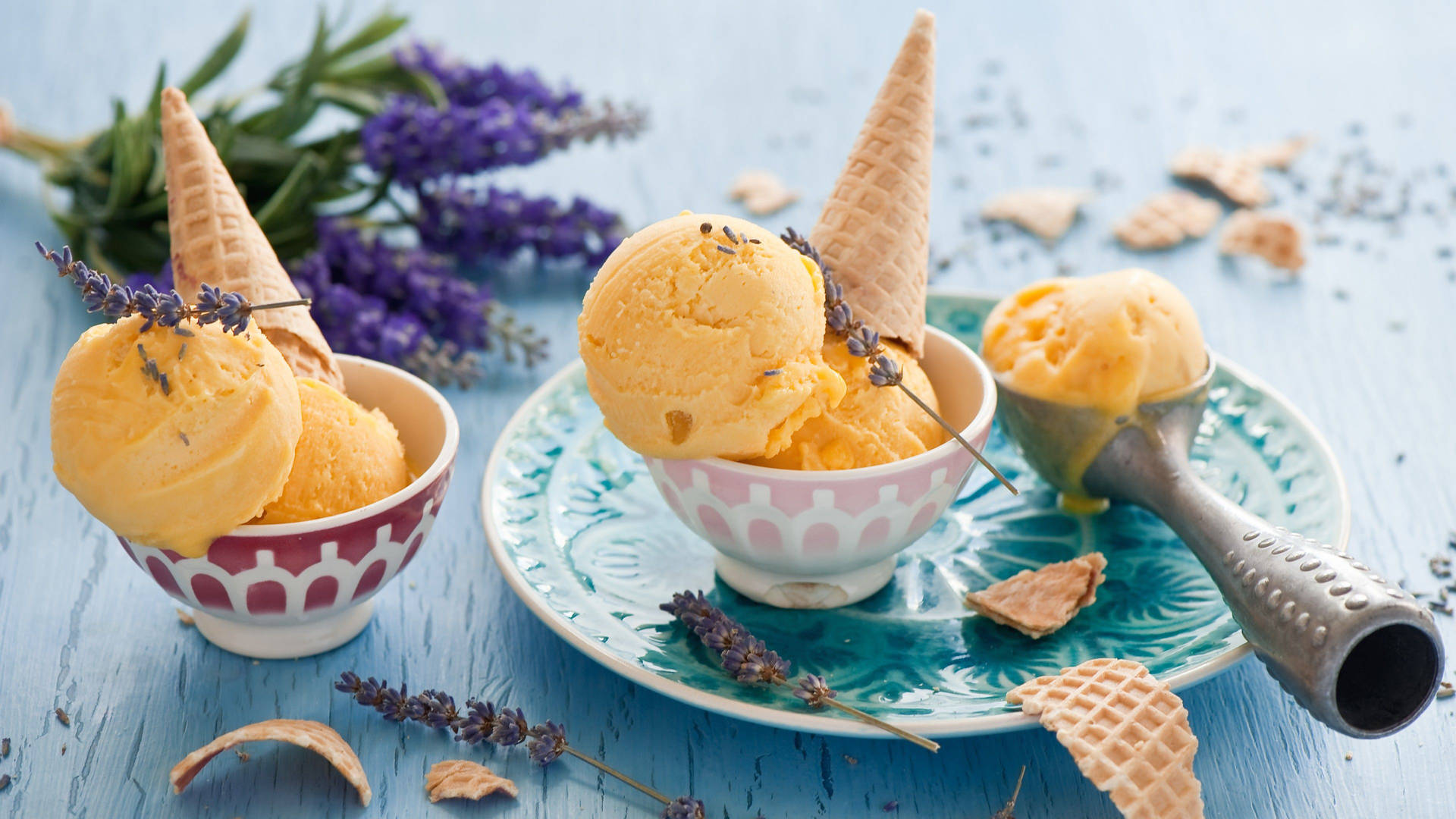 Mango Ice Cream Dessert Background