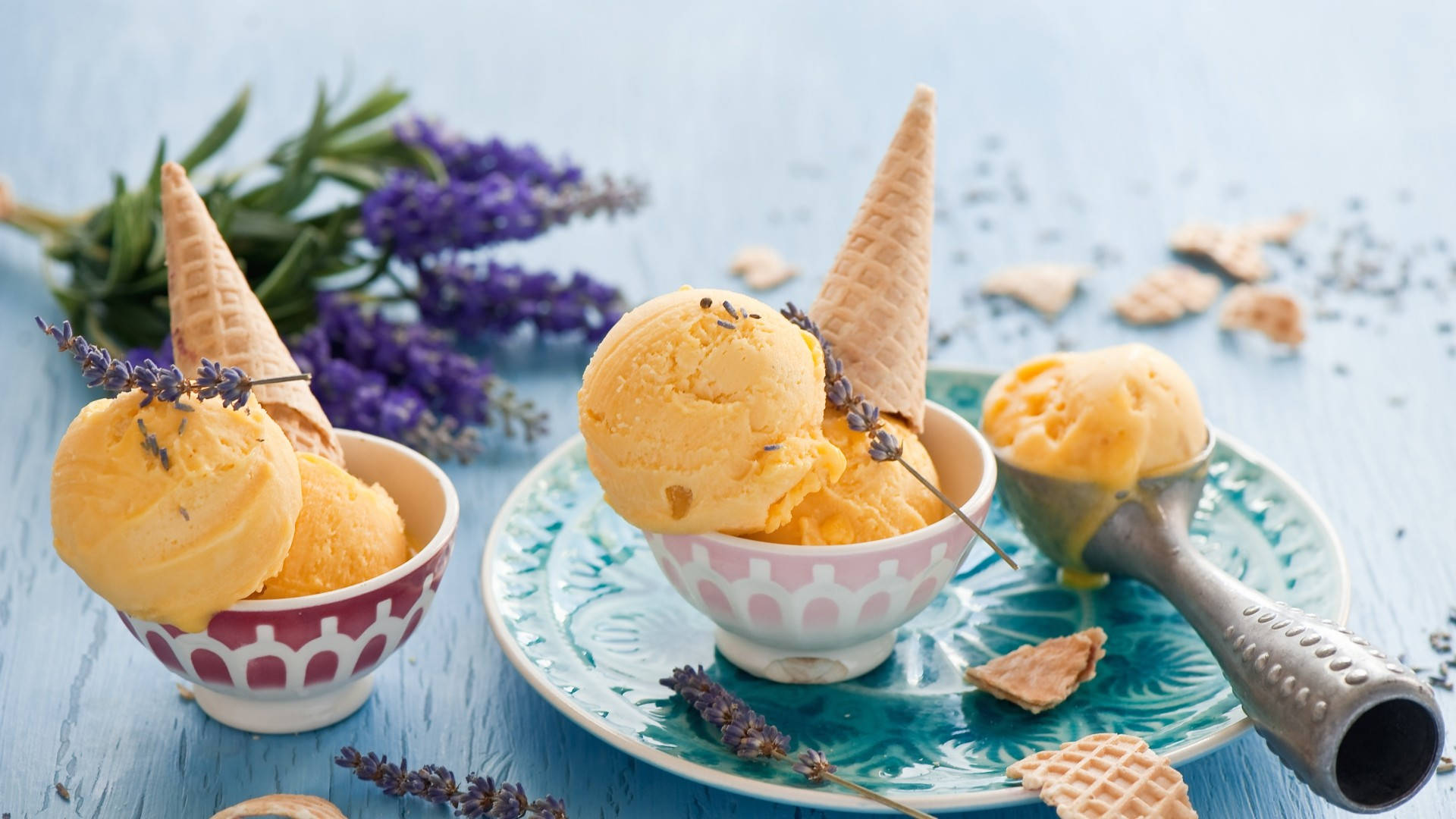Mango Ice Cream Dessert Background