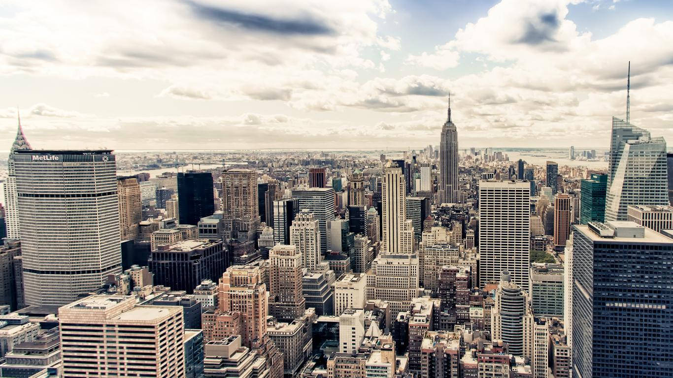 Manhattan Buildings In Warm Colors Background