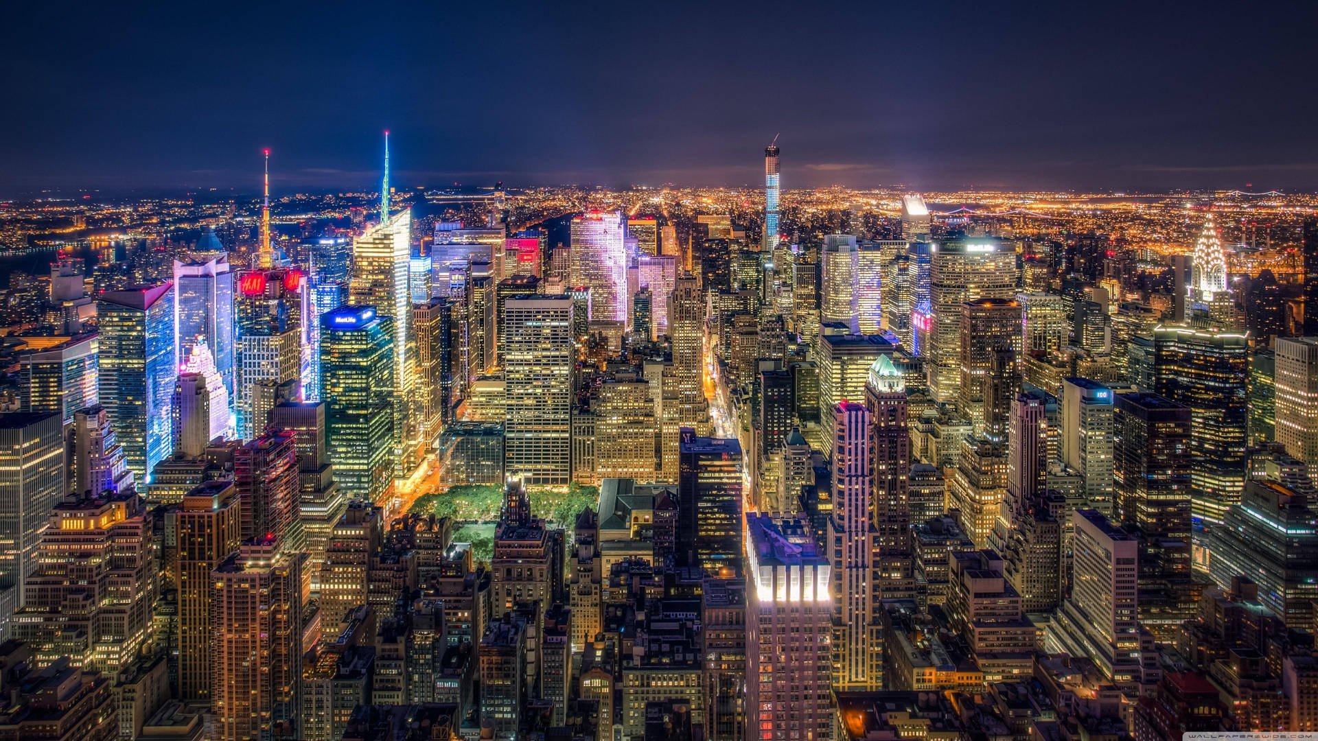 Manhattan Colorful Lights Background