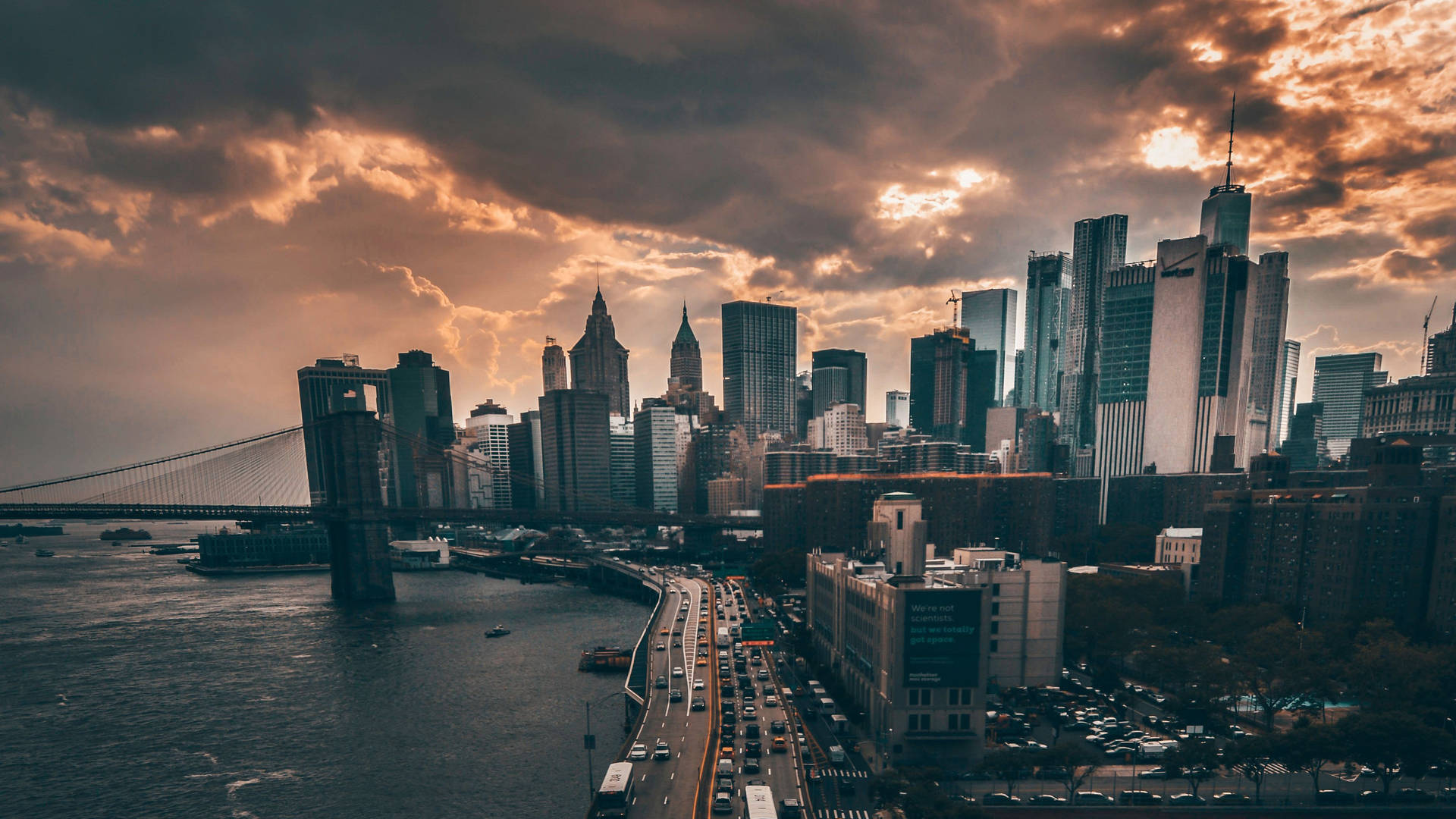 Manhattan Dark Cloudy Background