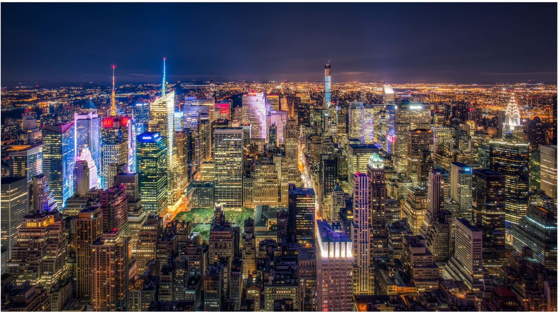 Manhattan Neon 4k New York City Night Background
