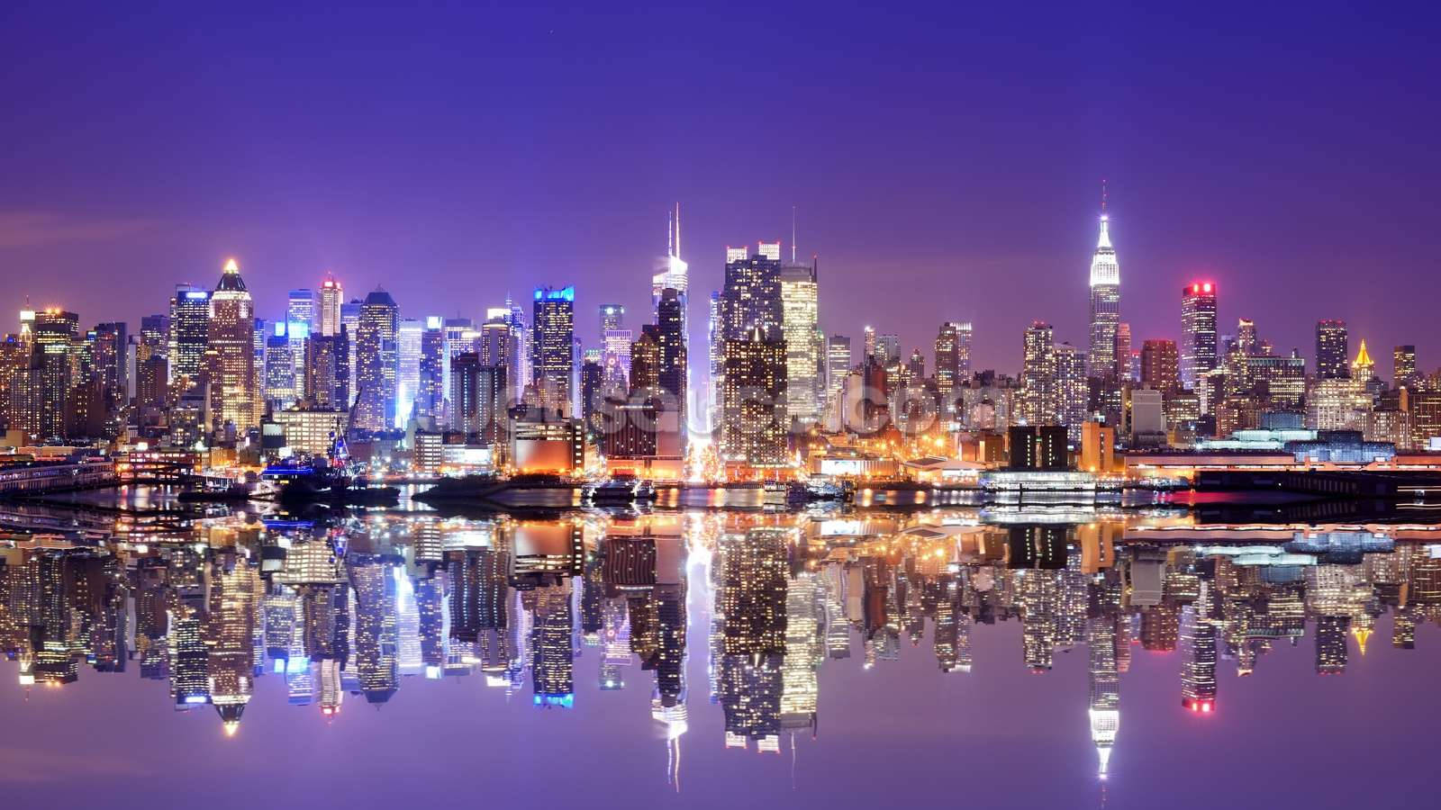 Manhattan New York City Skyline Reflection Background