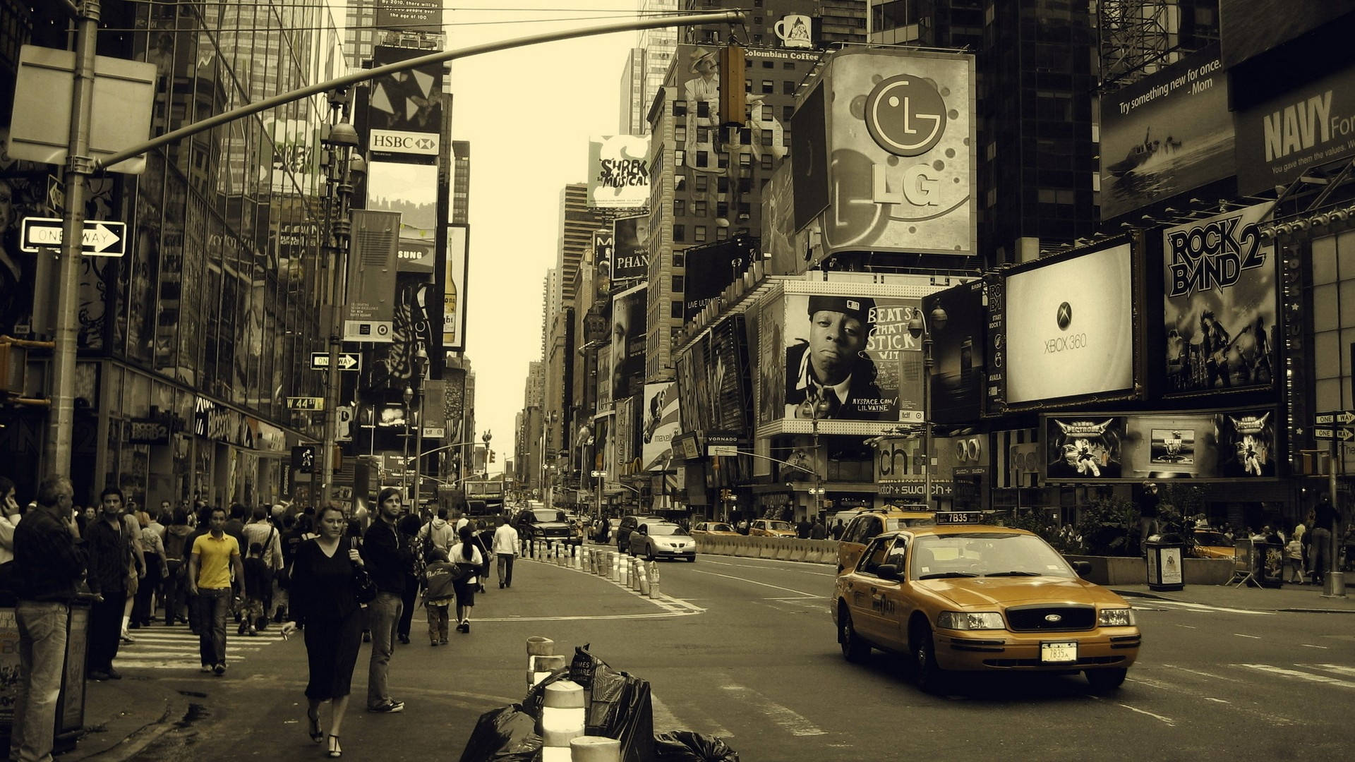 Manhattan Streets People Background