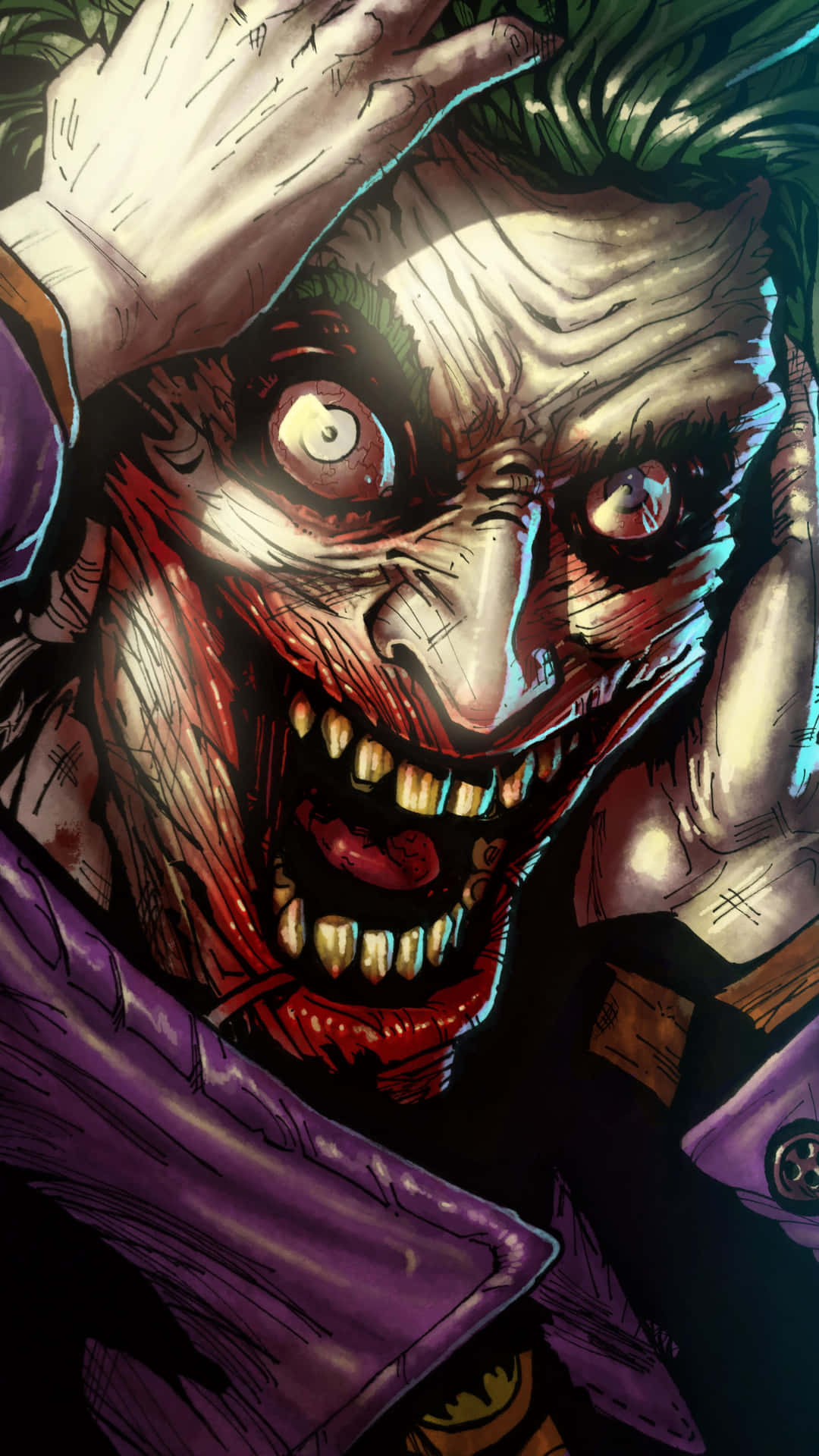 Maniacal Joker Laughing In Vibrant Colors Background