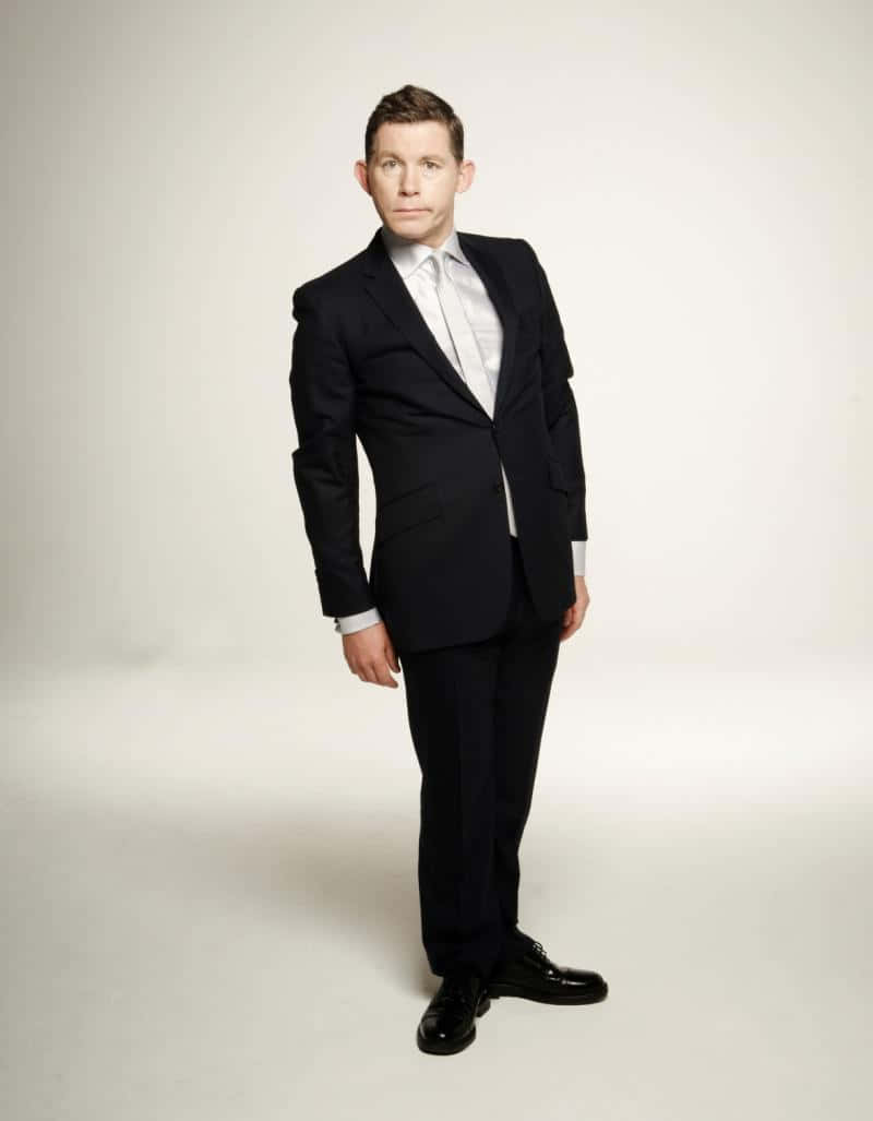 Manin Black Suit Standing Background