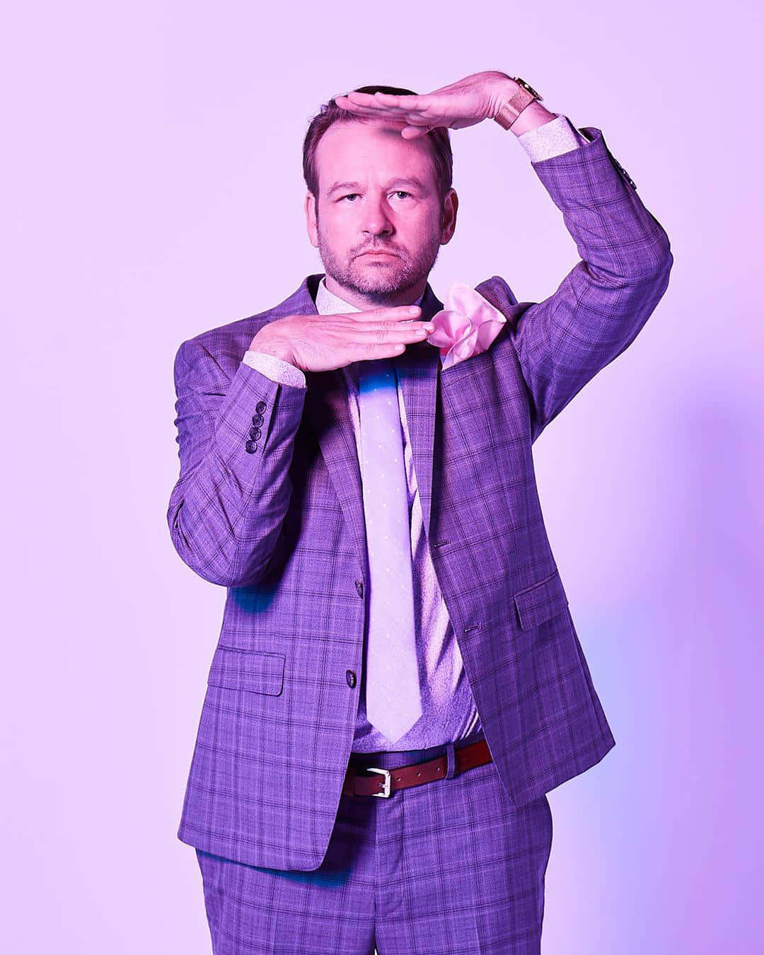 Manin Purple Suit Pose Background