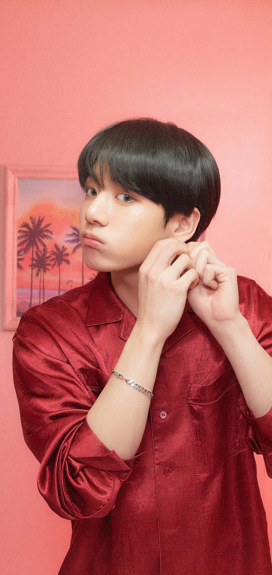 Manin Red Satin Shirt Background
