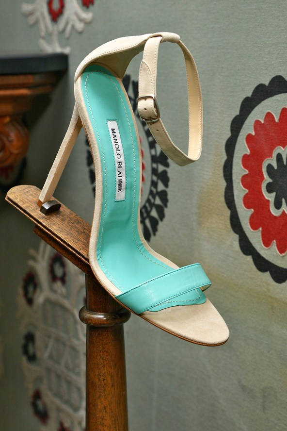 Manolo Blahnik Heels In Turquoise Background