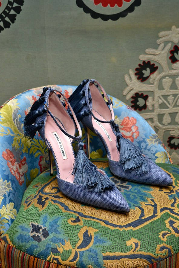 Manolo Blahnik Heels With Tassels Background