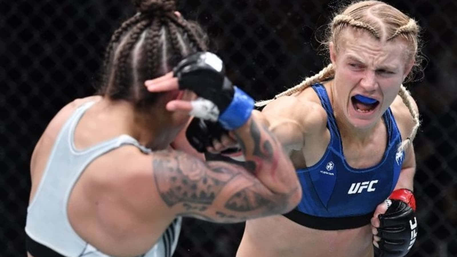 Manon Fiorot Punching Opponent Background