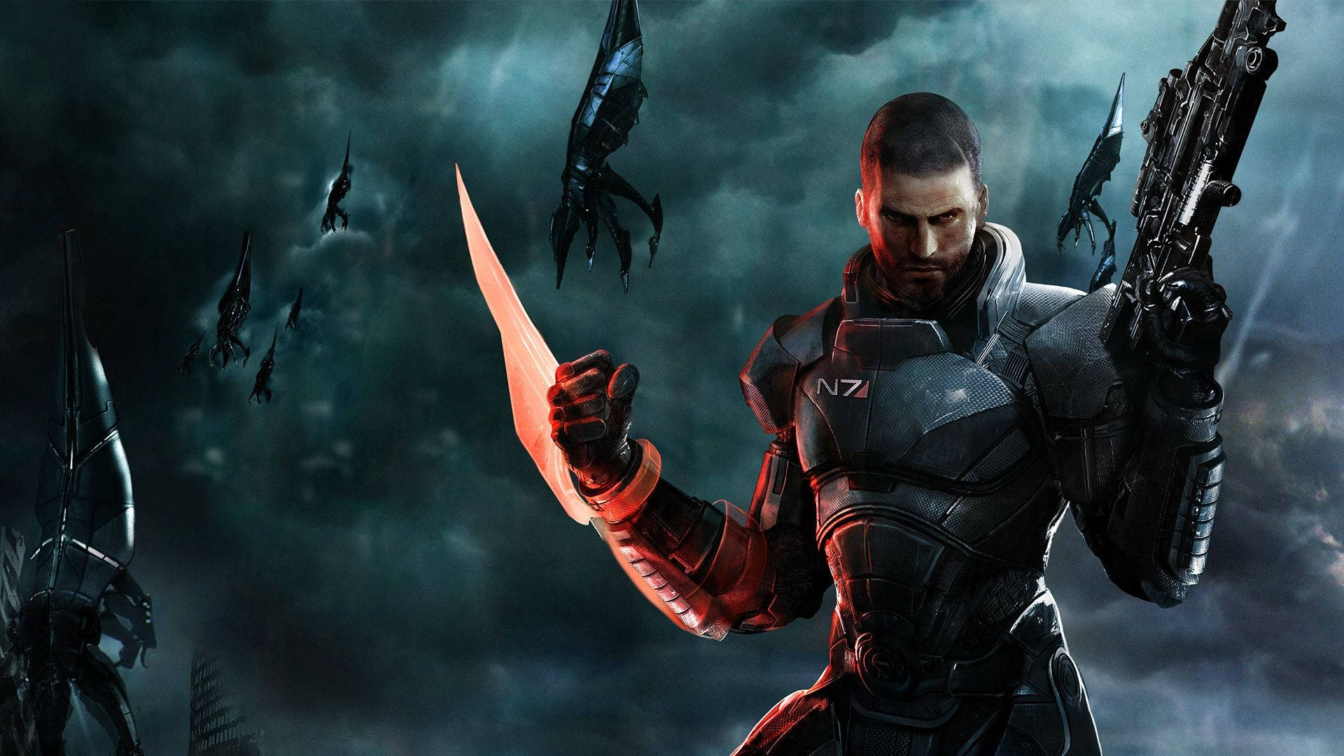 Manshep With Weapon Mass Effect 3 Background