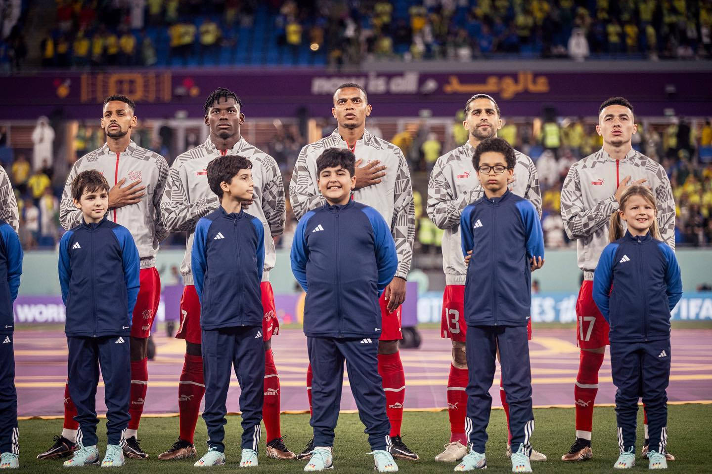 Manuel Akanji And Teammates With Kids