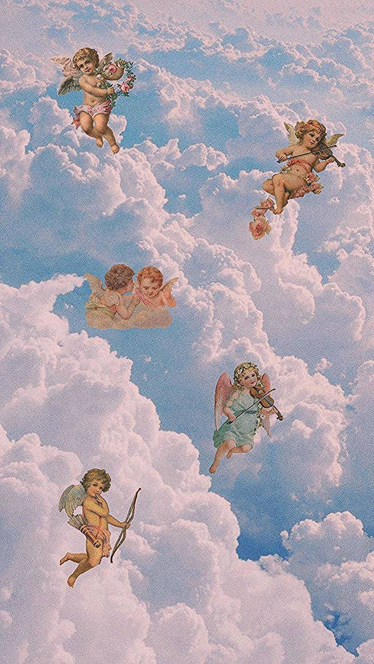 Many Baby Angels In Heaven Background
