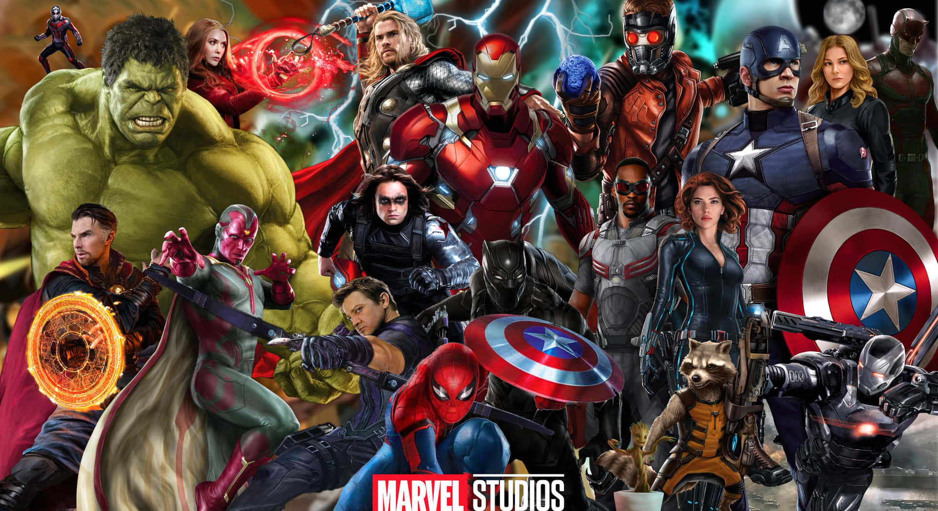 Many Marvel Super Heroes Team Up In Epic Battle Background