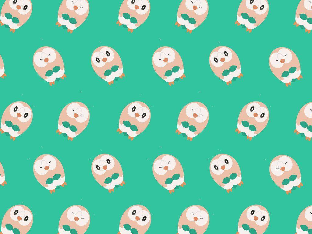 Many Rowlet Green Background Background