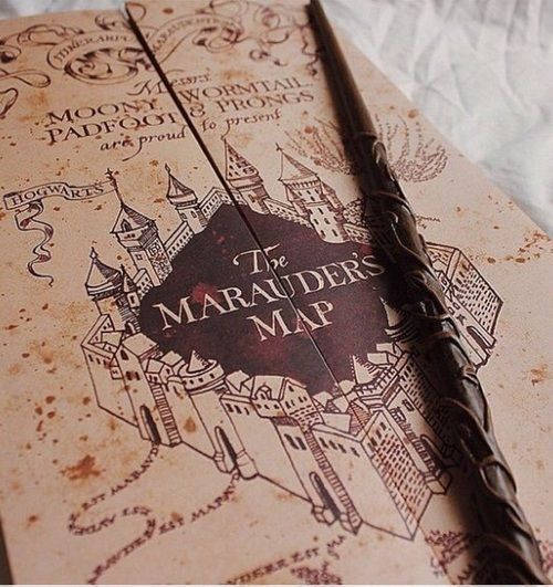 Marauder's Map With Wand Hp Aesthetic Background