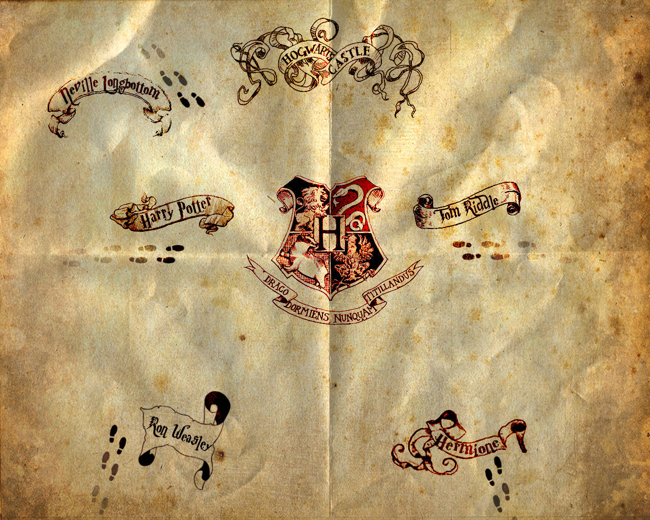Marauders Map Logo On Old Paper