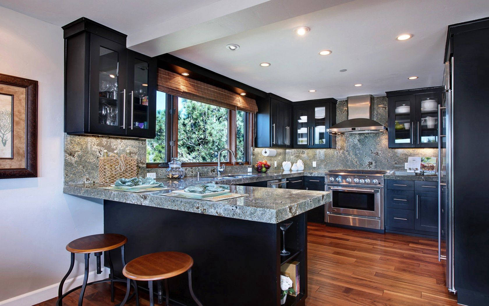 Marble Counter In Kitchen Background