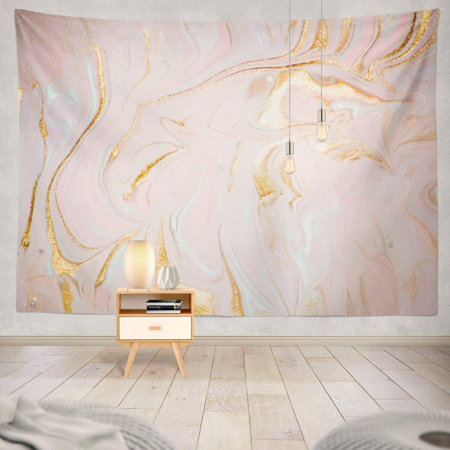 Marble Pink And Gold Wall End Table Background