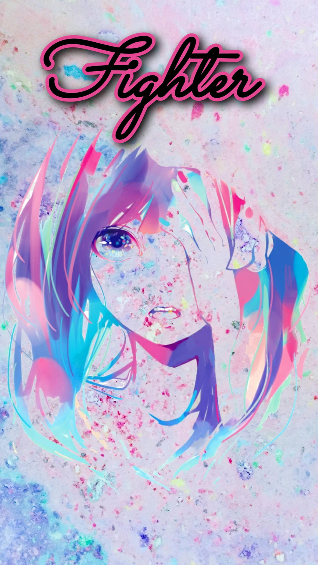 Marble Pink Anime Girl Fighter Background