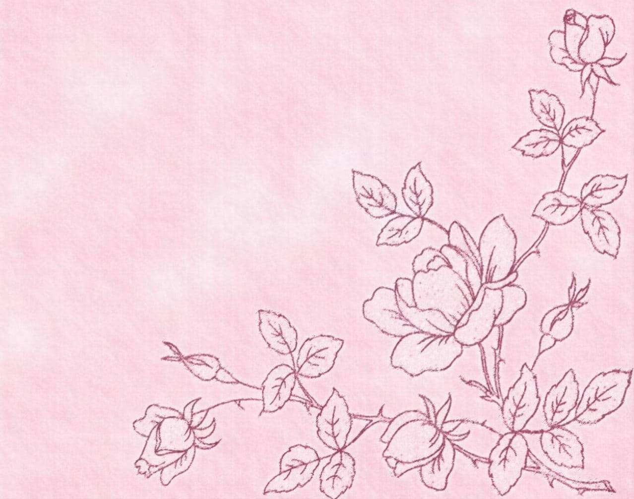 Marble Pink With Flower Drawing Background