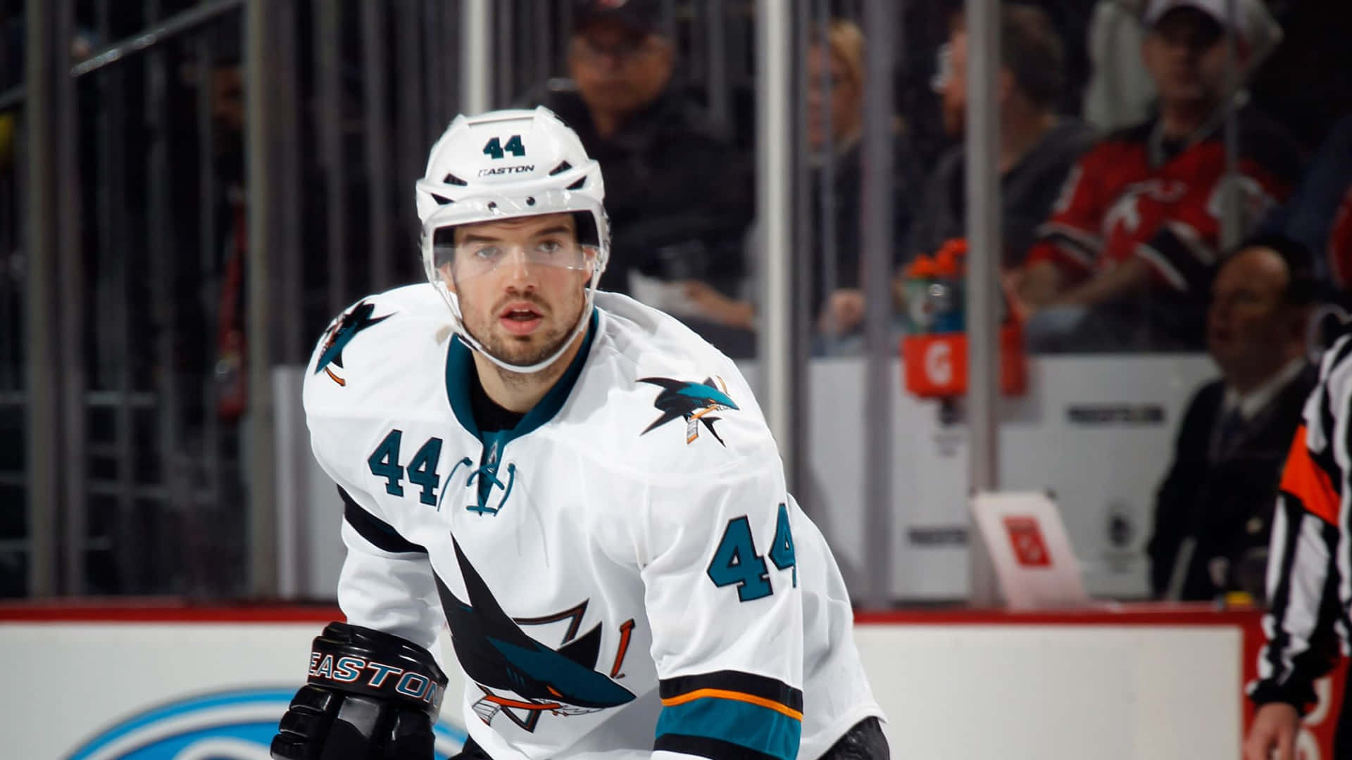 Marc Edouard Vlasic Of The San Jose Sharks In Action Background