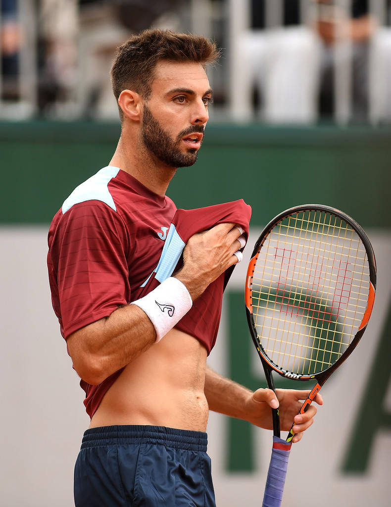 Marcel Granollers Wiping Sweat With Shirt