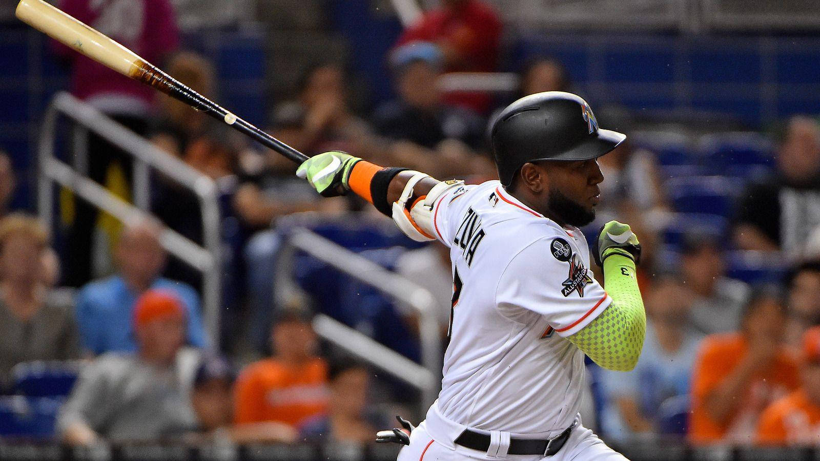 Marcell Ozuna Holding A Bat