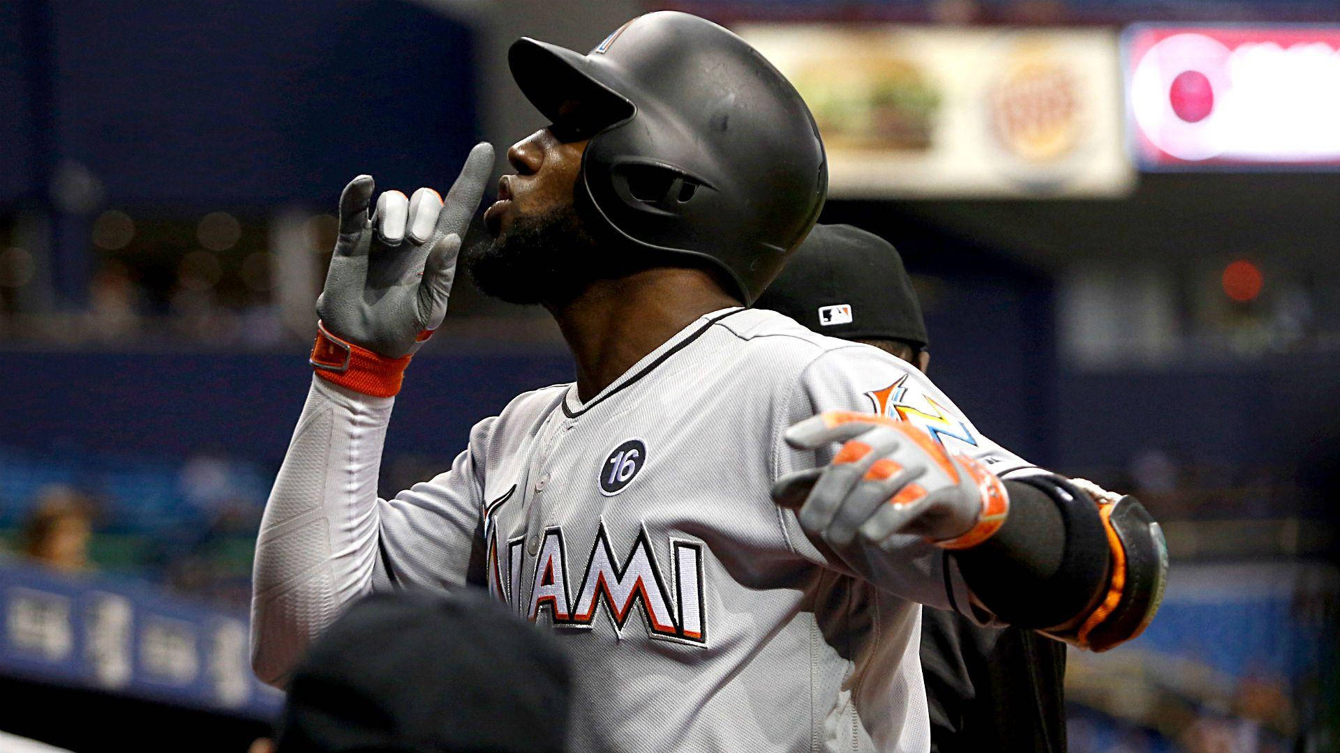 Marcell Ozuna Of The Atlanta Braves Doing A Shush Pose During A Game