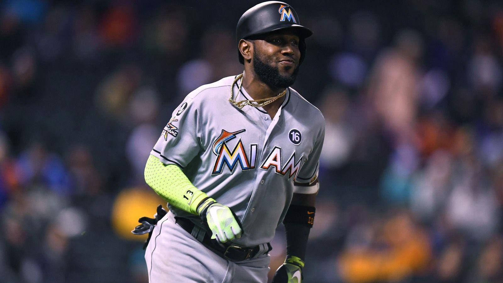 Marcell Ozuna Smiling While Running