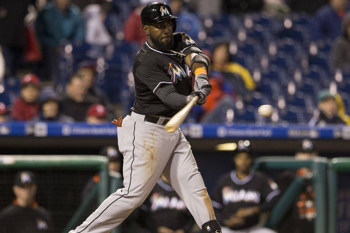 Marcell Ozuna Swinging A Baseball Bat