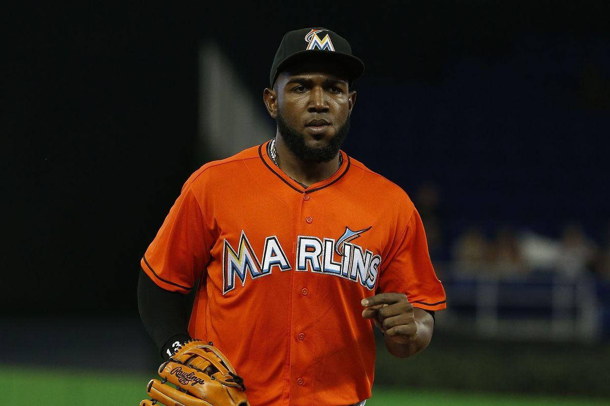 Marcell Ozuna With Baseball Glove