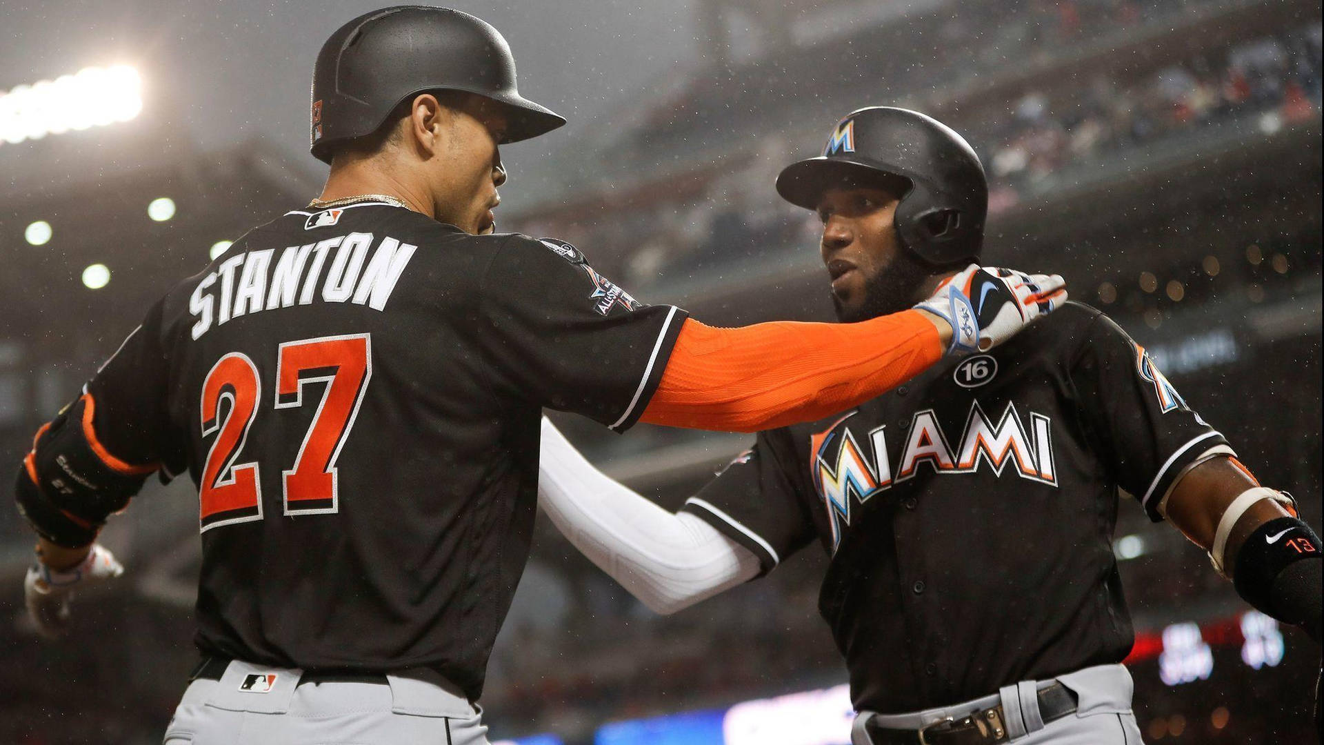 Marcell Ozuna With Giancarlo Stanton