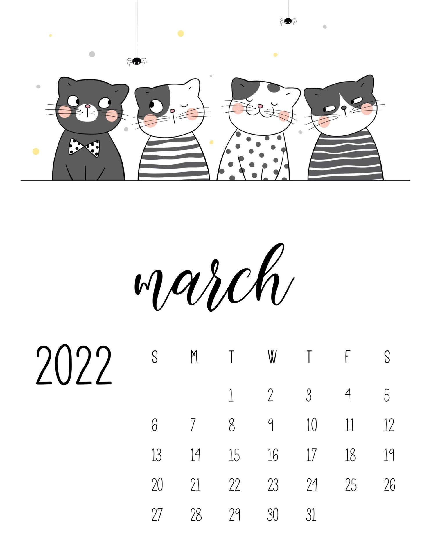 March 2022 Cat Calendar Background