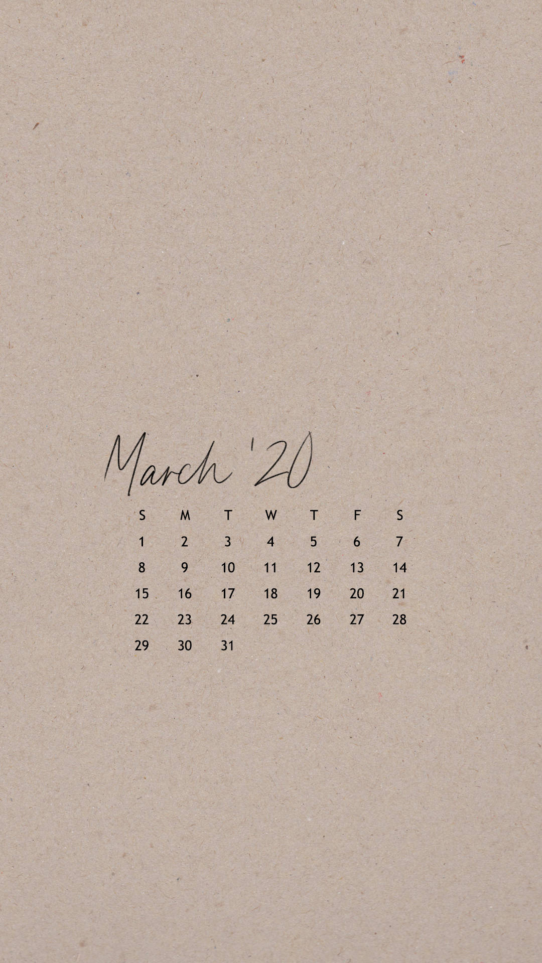 March Calendar In Brown Shade Background
