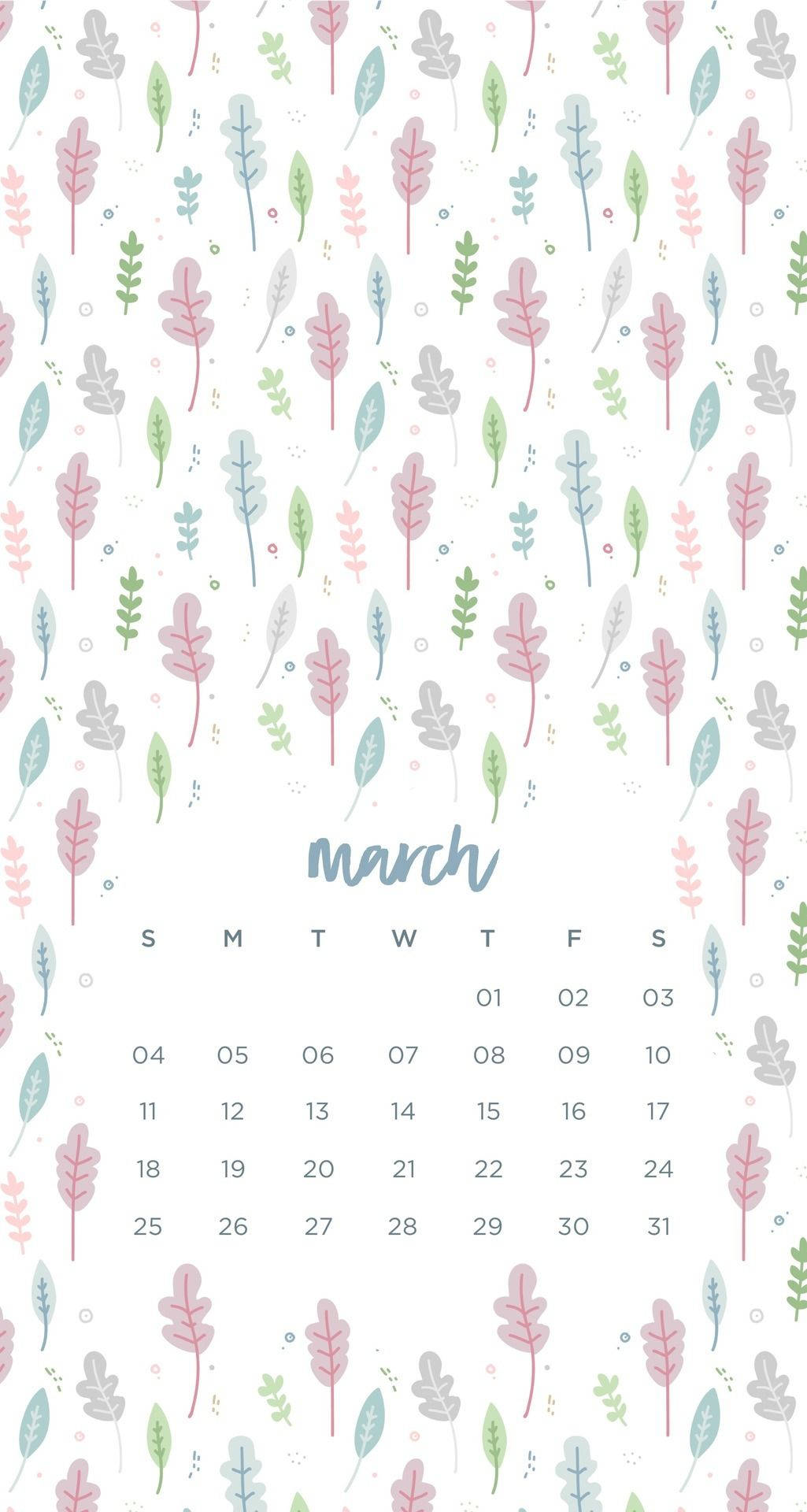 March Calendar In Portrait Background