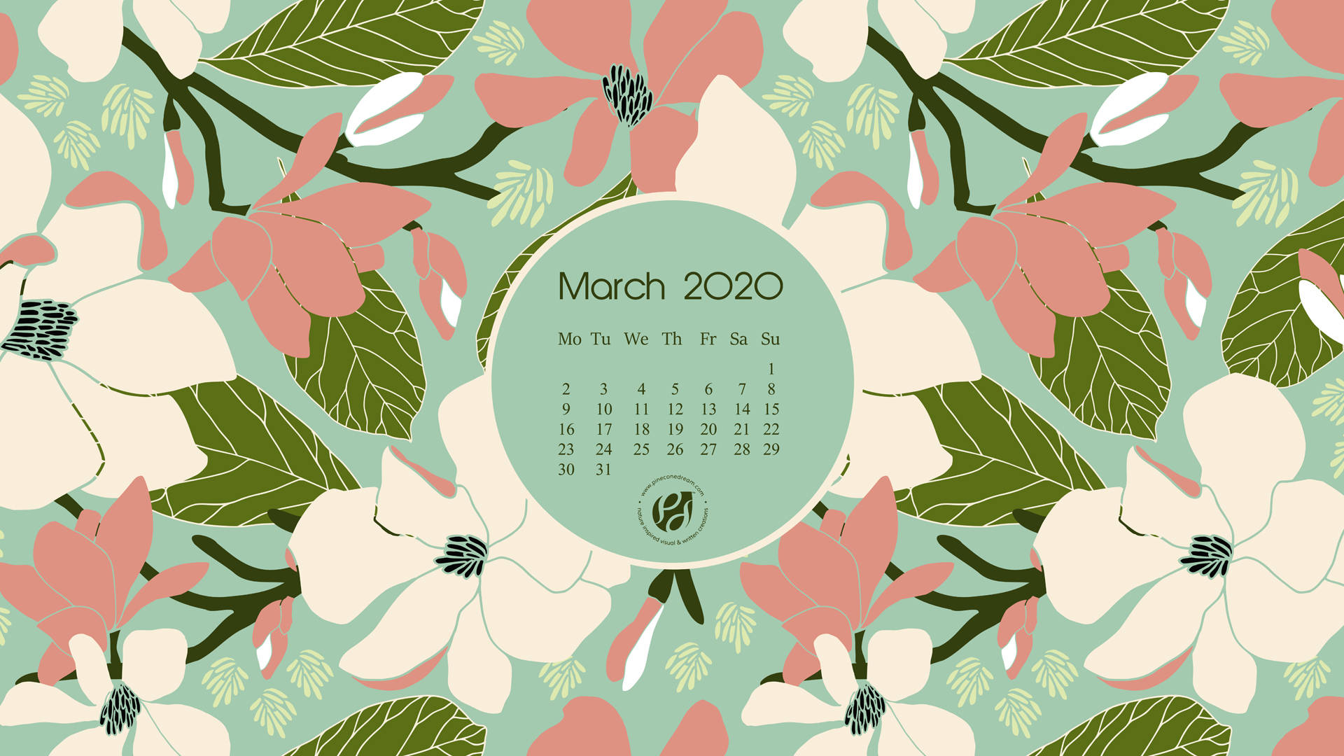 March Calendar With Cherry Blossoms Background