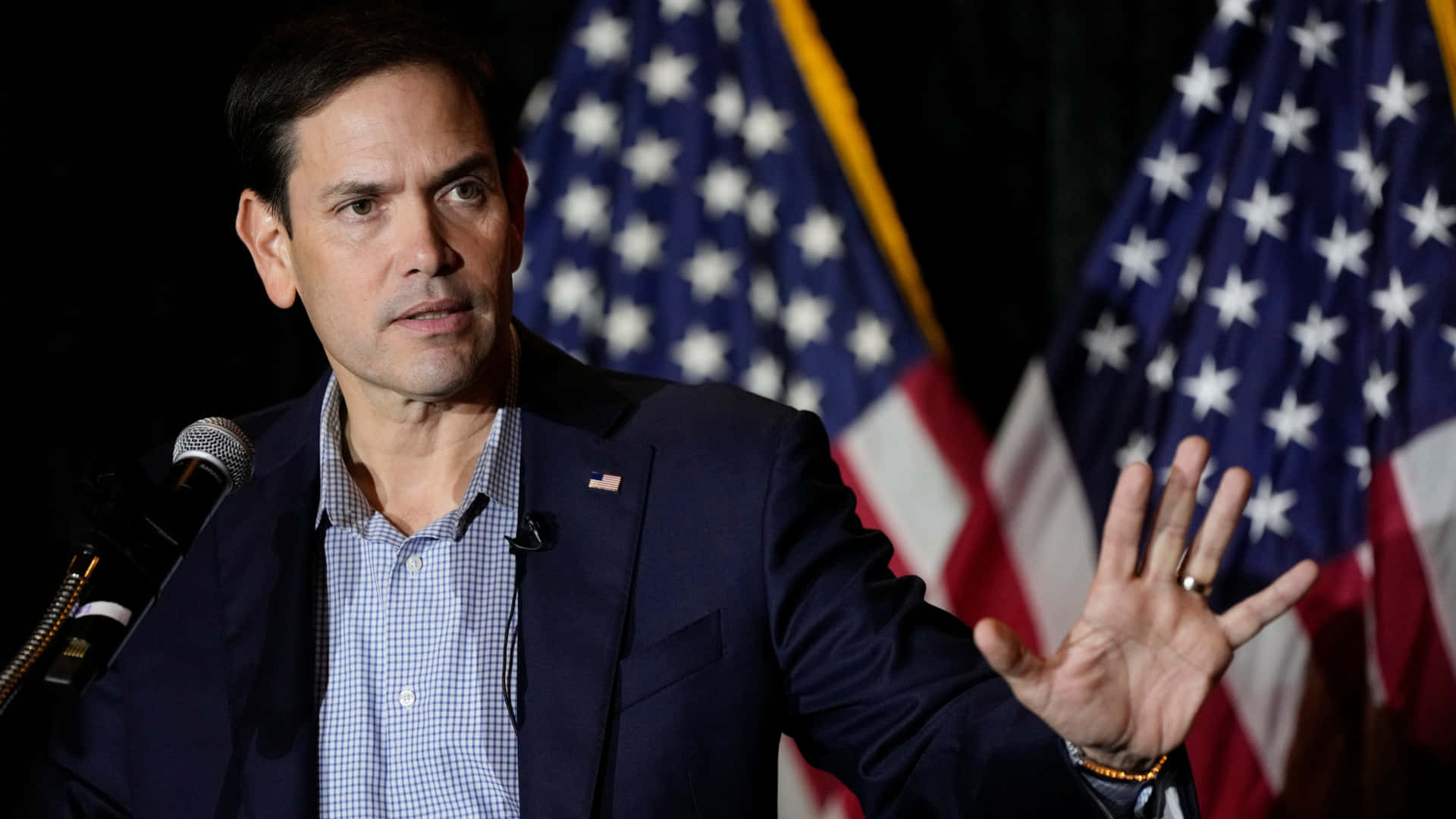 Marco Rubio With A Mic Background