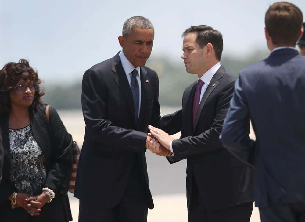 Marco Rubio With Former President Barrack Obama Background