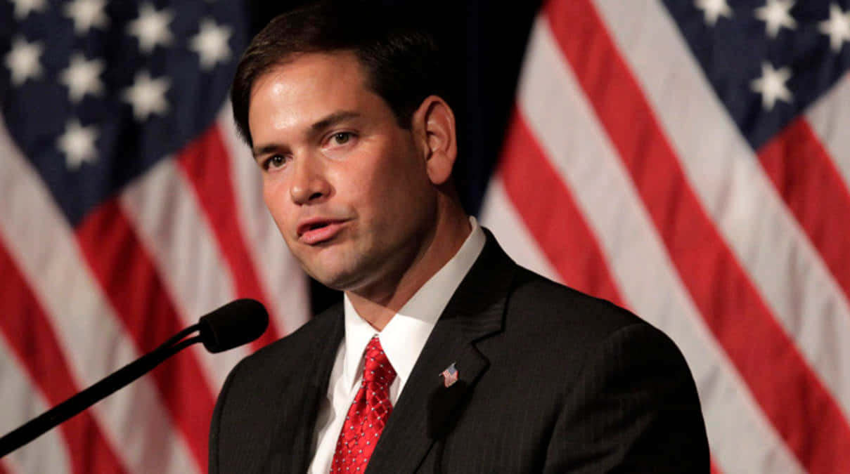 Marco Rubio With Usa Flag Background