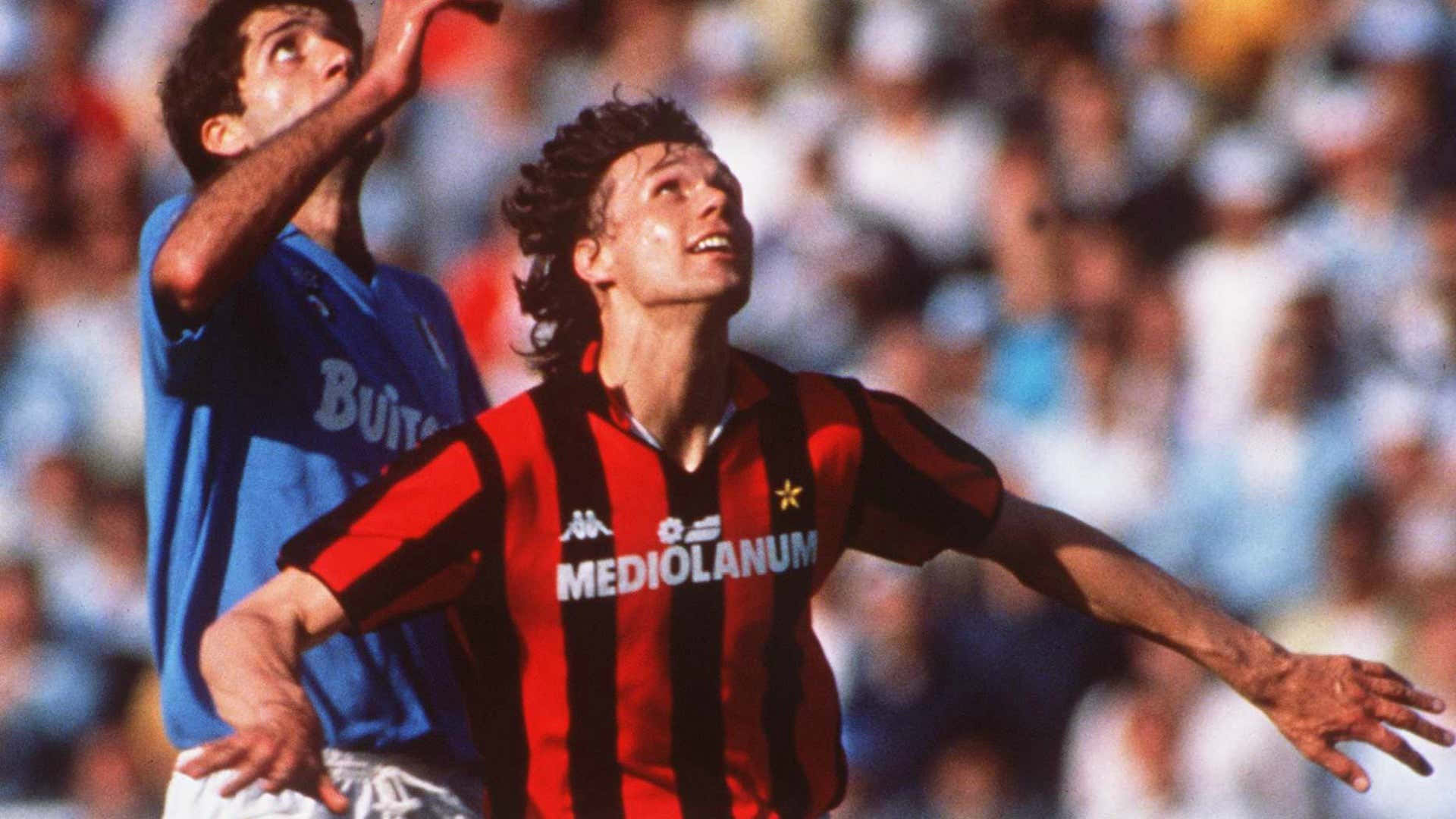 Marco Van Basten In Action, Skillfully Blocking An Opponent. Background