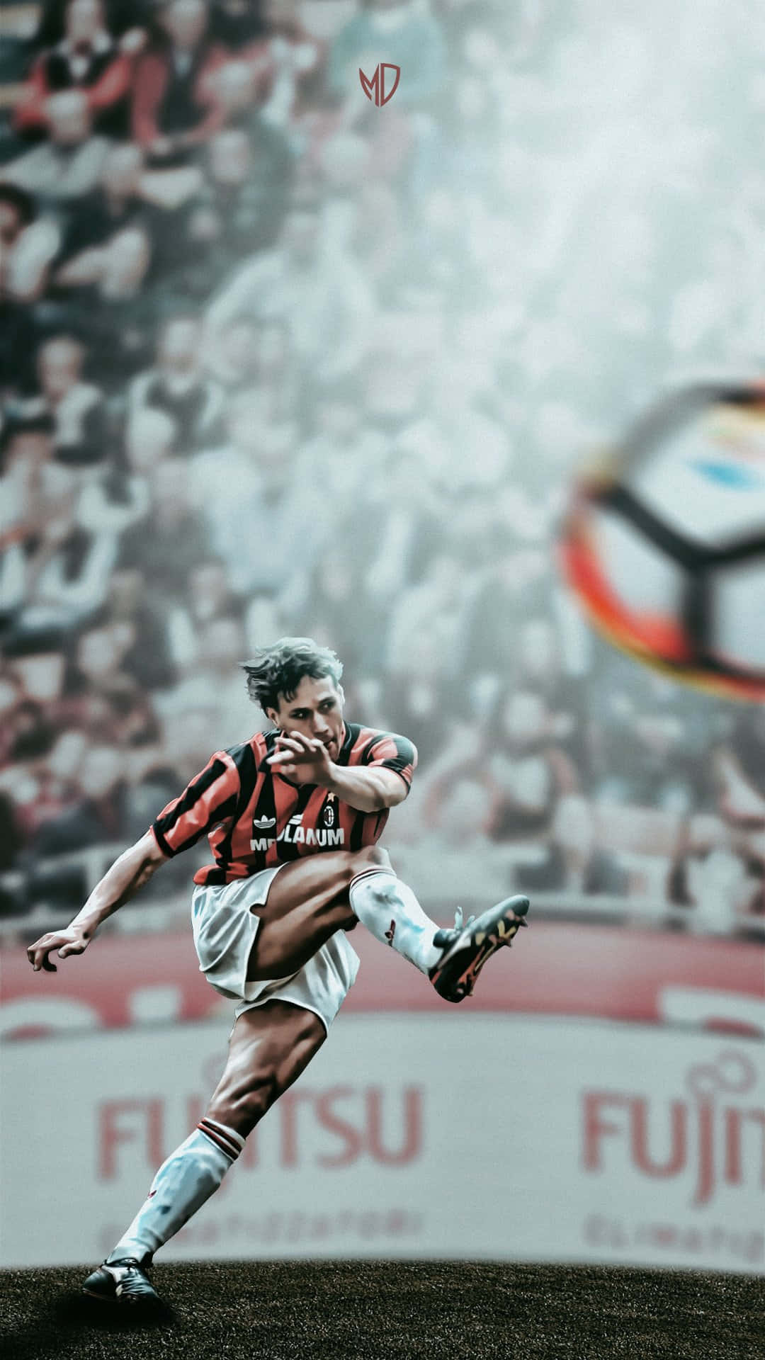 Marco Van Basten Kicking The Ball Background