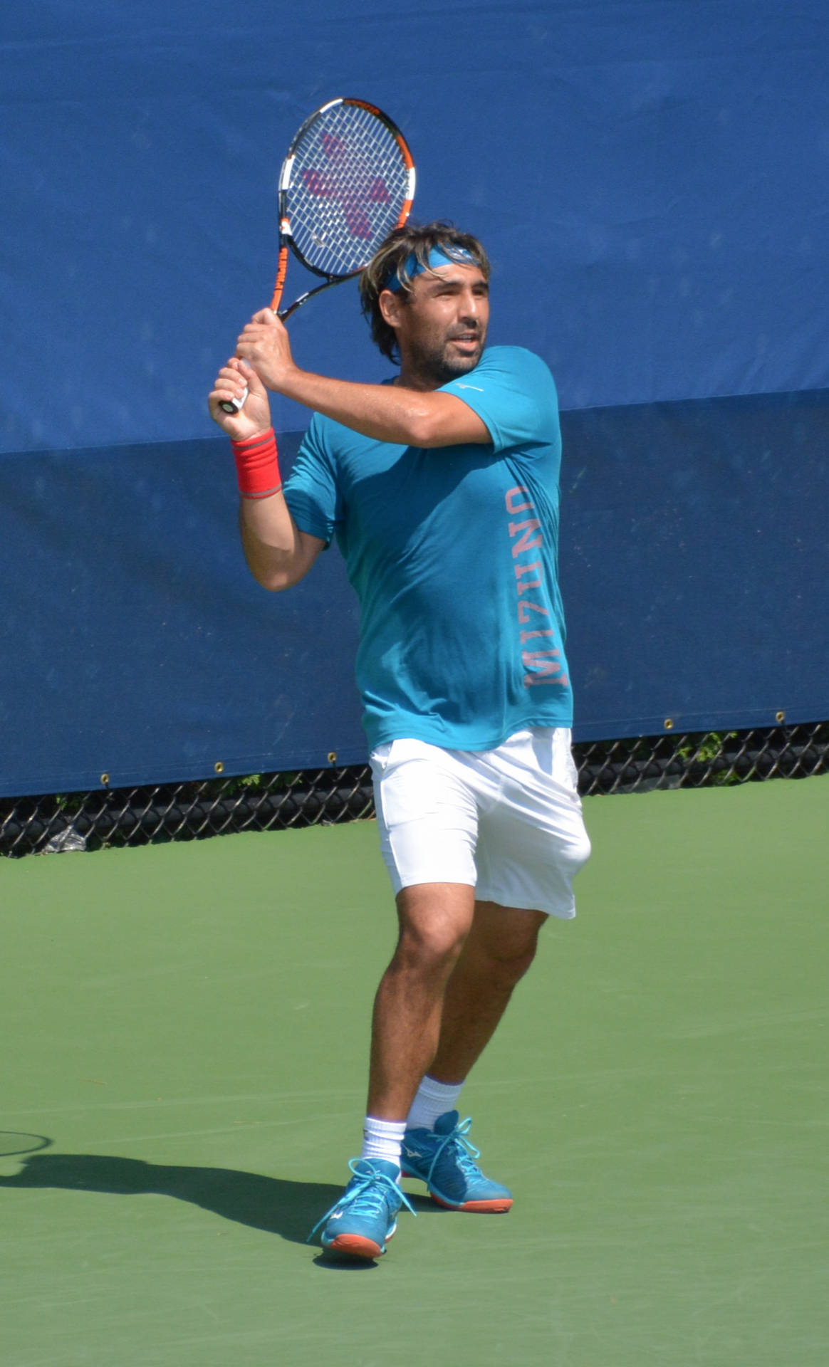 Marcos Baghdatis In Action - Swinging Racket Background