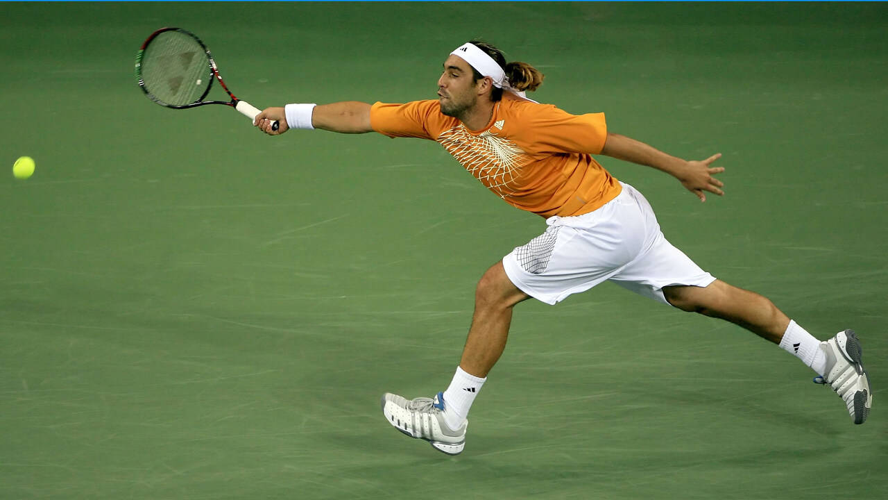 Marcos Baghdatis Reaching Ball Background