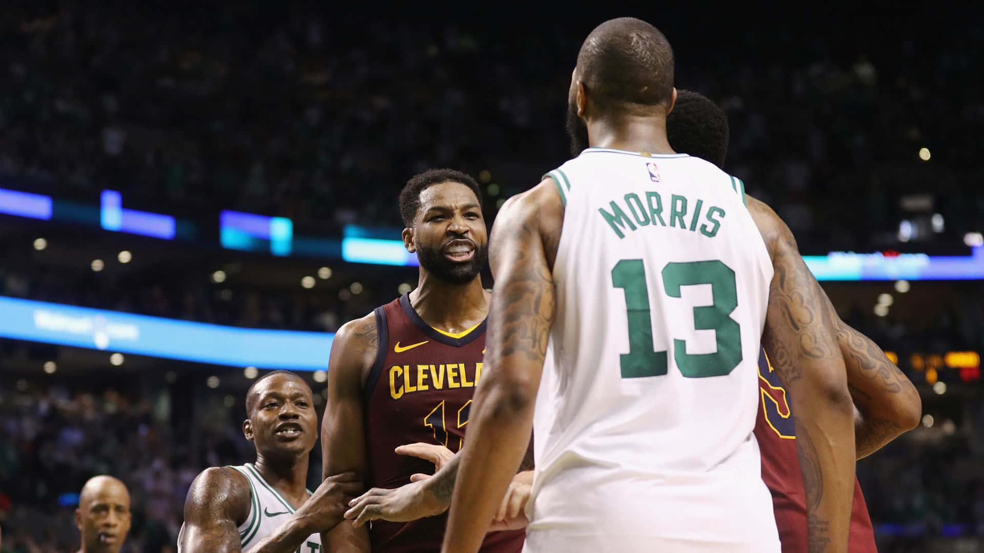 Marcus Morris Yelling At Tristan Thompson Eastern Conference Background